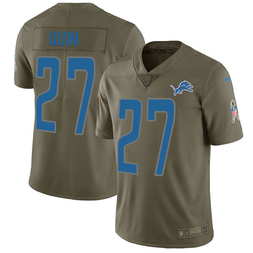 Nike Lions #27 Glover Quin Olive Men's Stitched NFL Limited Salute to Service Jersey
